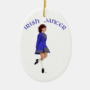 Irish Step Dancer - Blue Ceramic Ornament