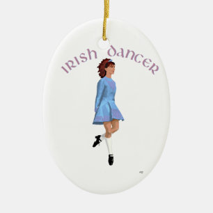Irish Step Dancer Light Blue Ceramic Ornament