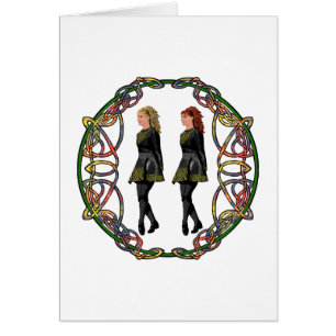 Irish Step Dancers in Celtic Knotwork Surround