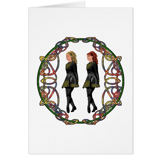 Irish Step Dancers in Celtic Knotwork Surround (Front)