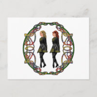 Irish Step Dancers in Celtic Knotwork Surround