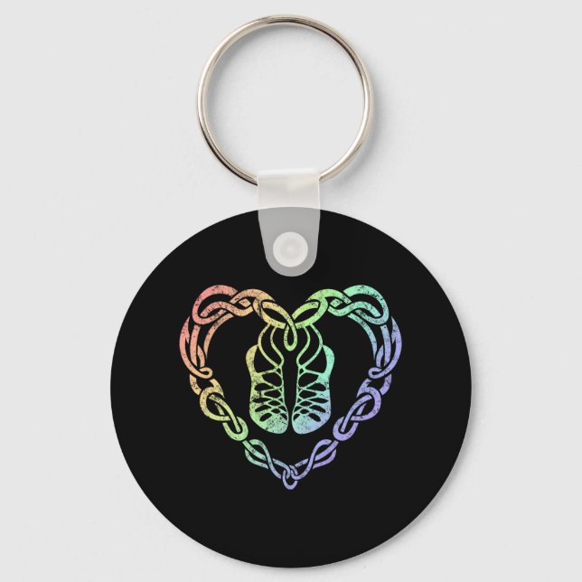 Irish Step Dancing Celtic Knot Heart  Keychain (Front)
