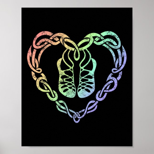 Irish Step Dancing Celtic Knot Heart  Poster (Front)