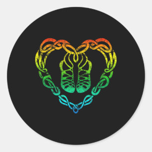 Irish Step Dancing Celtic Knot Heart T Shirt Gift Classic Round Sticker