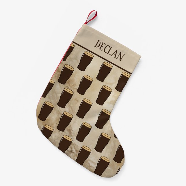 Irish Stout Beer Drinker Small Christmas Stocking (Front (Hanging))