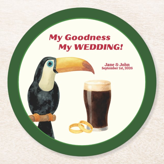 Irish Stout Wedding Favor Paper Coaster (Front)
