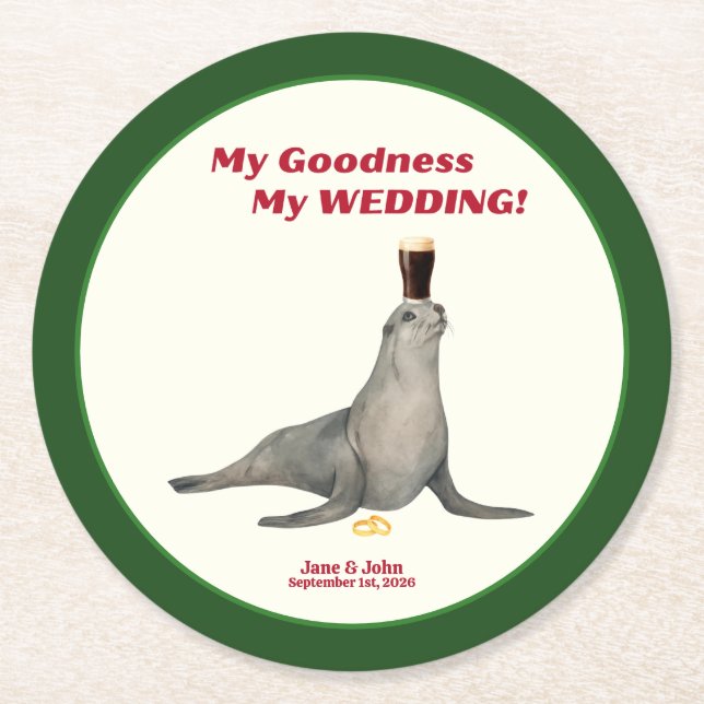 Irish Stout Wedding Favor Paper Coaster (Front)