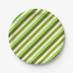Irish Stripes St Patricks Day Green Orange Yellow Paper Plate