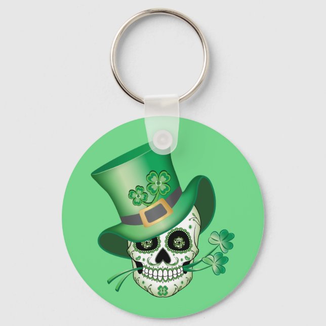 Irish Sugar Skull Keychain (Front)
