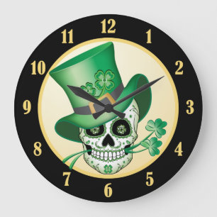 Irish Sugar Skull Large Clock