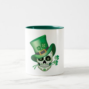 Irish Sugar Skull Two-Tone Coffee Mug