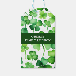 Irish Surname Watercolor Shamrock Gift Tags