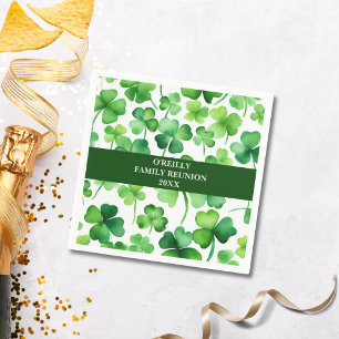 Irish Surname Watercolor Shamrock Napkin