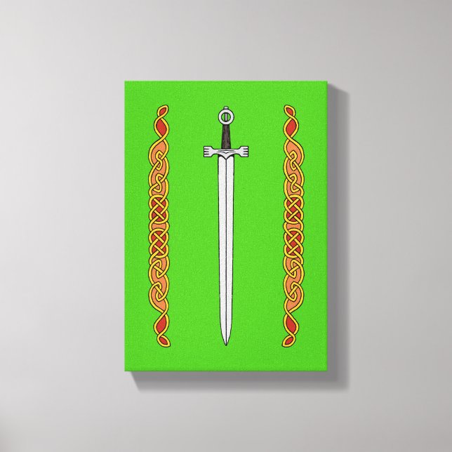 Irish Sword and Knotwork Canvas Print (Front)