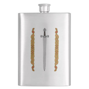Irish Sword and Knotwork Hip Flask