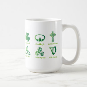 Irish symbols coffee mug, Irish Heritage, Celtic Mug