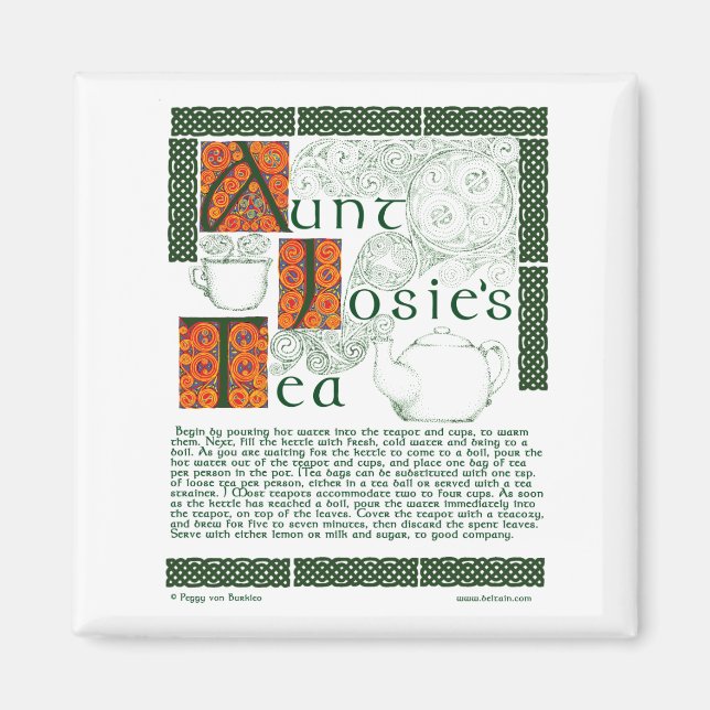 Irish Tea Recipe on Celtic Knotwork Magnets (Front)