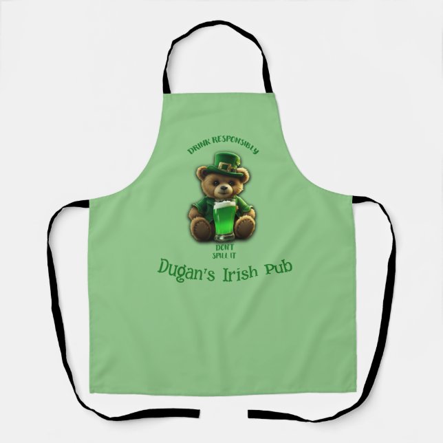 Irish Teddy Bear St Patrick's Day  Apron (Front)