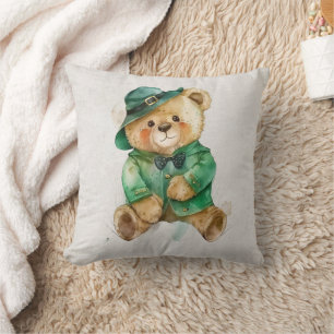 Irish Teddy Bear Throw Pillow