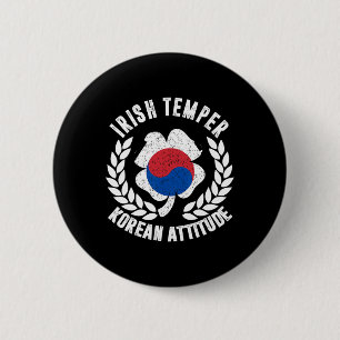 Irish Temper Korean Attitude Flag St Patrick's 2 Inch Round Button