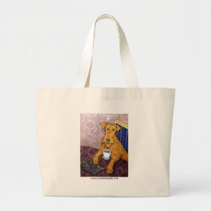 Irish Terrier at the Coffee Shop Large Tote Bag
