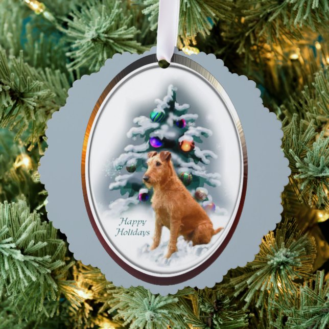 Irish Terrier Christmas Gifts Ornament Card (Insitu (Tree))
