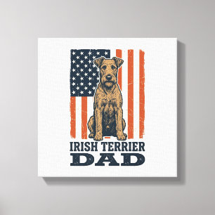 Irish Terrier Dad Patriotic Vintage Canvas Print
