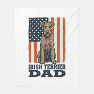 Irish Terrier Dad Patriotic Vintage Fleece Blanket