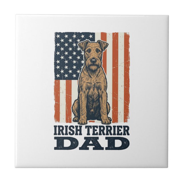 Irish Terrier Dad Patriotic Vintage Tile (Front)