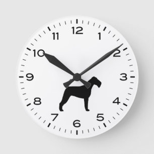 Irish Terrier Dog Breed Silhouette Round Clock