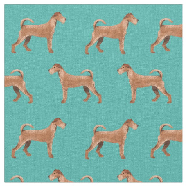Irish terrier dogs turquoise fabric (Close Up)
