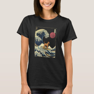 Irish Terrier Japanese Kanagawa Wave Surf Dog T-Shirt