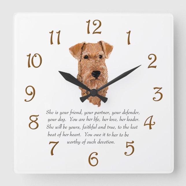 Irish Terrier Keepsake - Female Square Wall Clock (Front)
