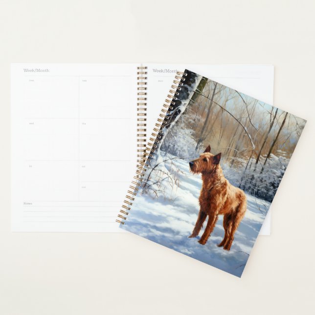 Irish Terrier Laisser neiger Noël (Devant avec enveloppe)
