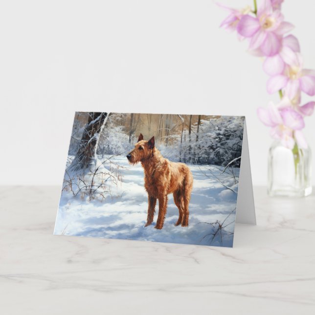 Irish Terrier Let It Snow Christmas Card (Orchid)