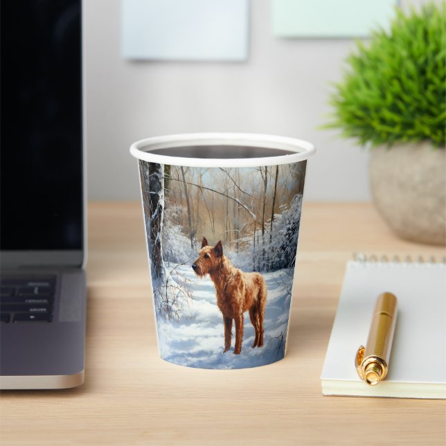 Irish Terrier Let It Snow Christmas Paper Cups (Insitu)