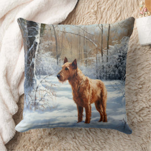 Irish Terrier Let It Snow Christmas Throw Pillow