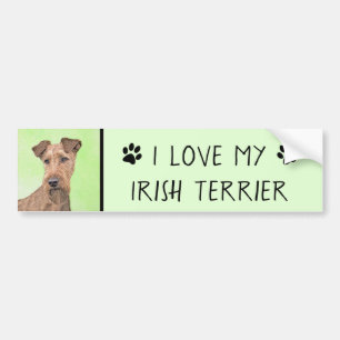 Irish Terrier Painting - Cute Original Dog Art Bumper Sticker