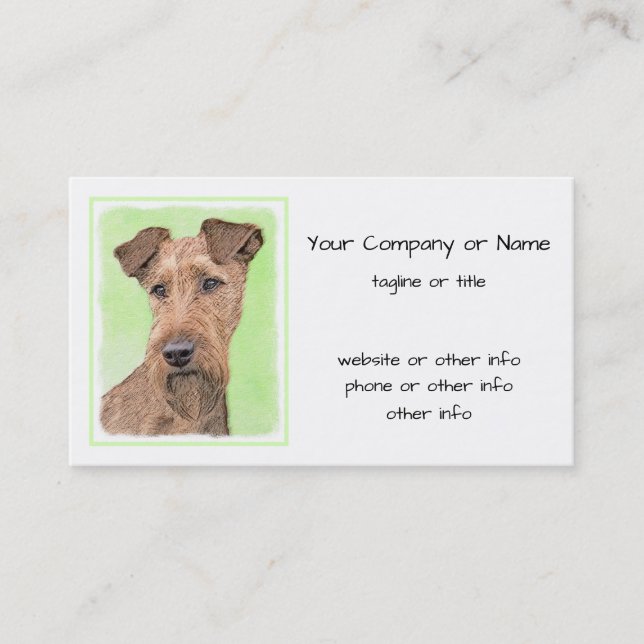 Irish Terrier Painting - Cute Original Dog Art Business Card (Front)