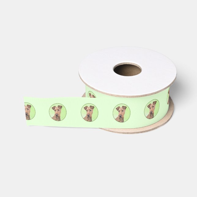 Irish Terrier Painting - Cute Original Dog Art Grosgrain Ribbon (Spool)