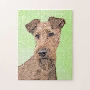 Irish Terrier Painting - Cute Original Dog Art Jigsaw Puzzle