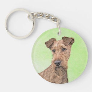 Irish Terrier Painting - Cute Original Dog Art Keychain