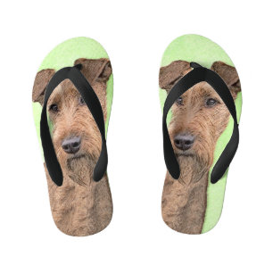 Irish Terrier Painting - Cute Original Dog Art Kid's Flip Flops