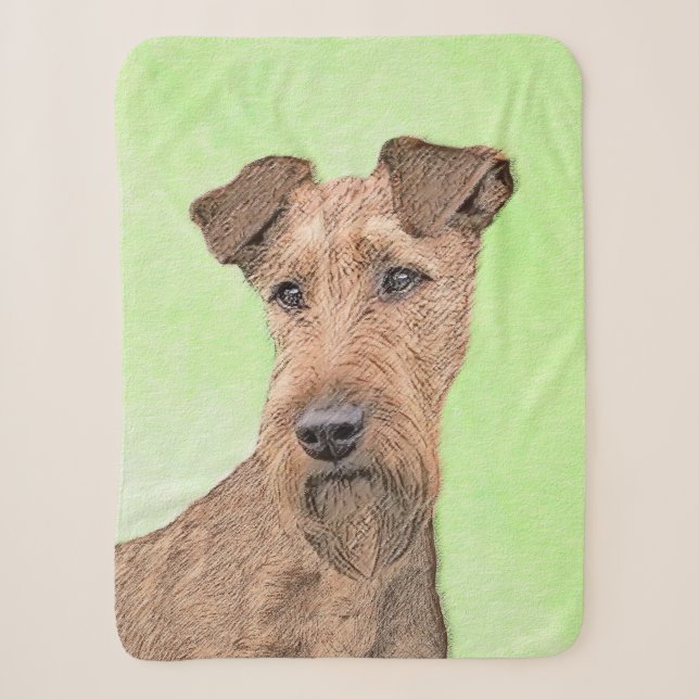 Irish Terrier Painting - Cute Original Dog Art Sherpa Blanket (Front)