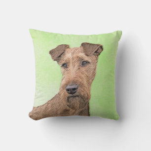 Irish Terrier Painting - Cute Original Dog Art Throw Pillow