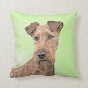 Irish Terrier Painting - Cute Original Dog Art Throw Pillow