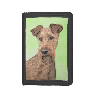 Irish Terrier Painting - Cute Original Dog Art Trifold Wallet