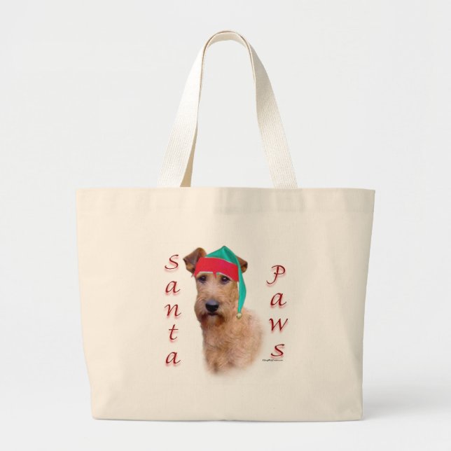 Irish Terrier Santa Paws Large Tote Bag (Front)