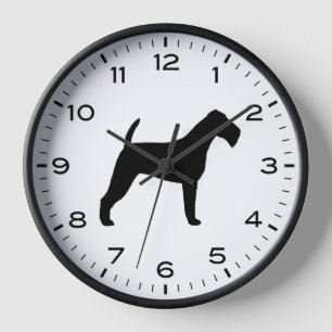Irish Terrier Silhouette with Numbers and Minutes Clock