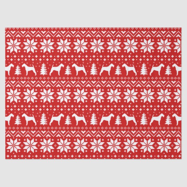 Irish Terrier Silhouettes Christmas Pattern Red Tissue Paper (Front)
